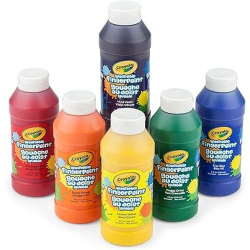Crayola Washable Finger Paints (6ct), Toddler Paint Set, Nontoxic Finger Paint for Kids, Arts & Crafts Supplies for Toddlers, Teacher Classroom Must Have [Amazon Exclusive]