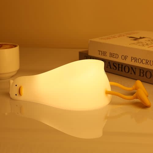 MAGOHMT Existential Crisis Duck Lamp - 3-Level Dimmable Rechargeable Night Light for Kids Breastfeeding & Nursery | Silicone, Touch Control & Lying Flat Design, Toddler Room Safe (Ducky Lay Lamp)