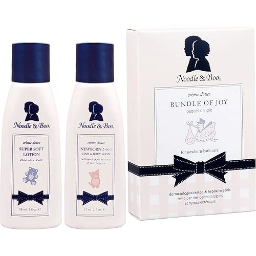 Noodle & Boo Bundle of Joy Newborn Baby Gift Set ; Newborn 2-in-1 Hair & Body Wash, Super Soft Baby Lotion