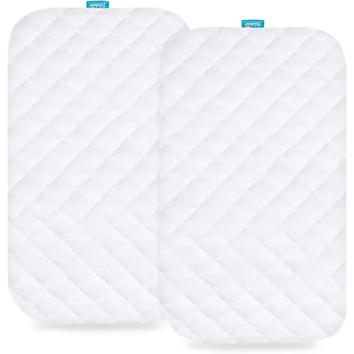 Waterproof Bassinet Mattress Pad Cover Compatible with Maxi-Cosi Iora/Swift Lightweight Portable Bassinet, 2 Pack, Ultra Soft Viscose Made from Bamboo Terry Surface, Breathable and Easy Care