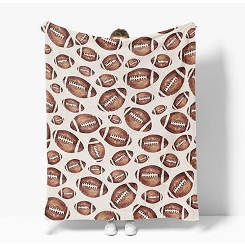 Horaldaily Football Flannel Blanket Throw, Football Soft Fuzzy Plush Cozy Fleece Blankets for Couch Sofa Bed Lounging, Ideal Gifts for Kids Adults Self, 50x60