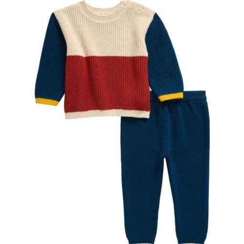 Colorblock Cotton Blend Sweater & Pants Set, 6M