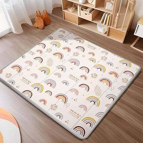 Foldable Baby Play Mat, PIGLOG 50x50 Playpen Mat, 0.6in Thick Waterproof Playmats for Babies and Toddlers Kids, Safe Foam Playmat for Tummy Time, Reversible Portable Baby Floor Mat for Infant
