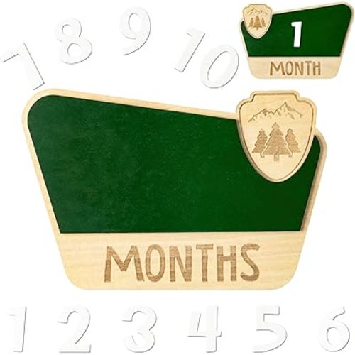 R HORSE Baby Monthly Milestone Cards, National Park Wooden Monthly Milestone Discs with Number Cards, Newborn Months Signs Announcement Baby Shower Christmas Gifts Photography Props for Boy Girl