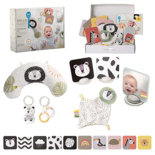 Taf Toys Newborn Developmental Toy Kit, Perfect for Boys and Girls, Includes 12 Essential Baby Boy and Girl Toys for Learning and Stimulation, Ideal New Baby Gift Basket