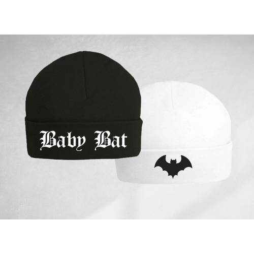 Baby Bat goth baby beanie hat set, 2 pack of baby hats, gothic baby bat
