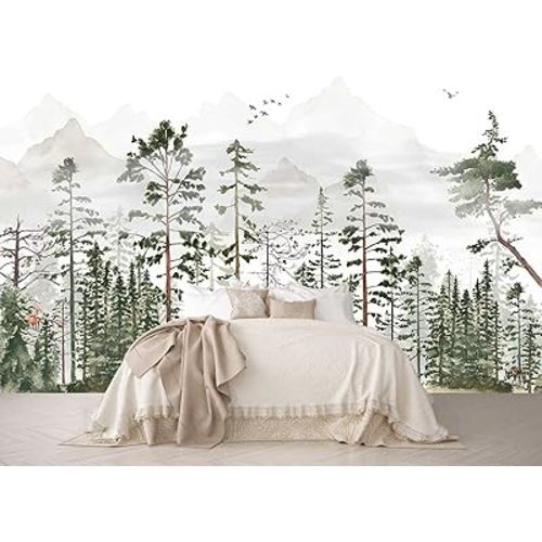 Animals Forests Birds Nature Landscapes Wall Mural, Hazy Mountains Wallpaper for Interior Background Wall Decoration(Not Peel and Stick)