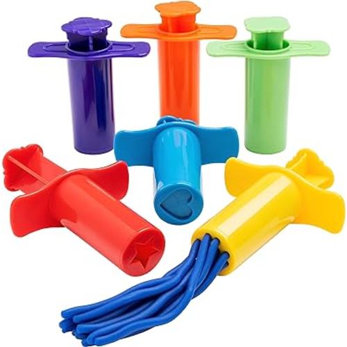 READY 2 LEARN Dough Extruders - Set of 6 - Play Dough Tools - for Ages 2+ - Art Accessories for Pottery and Dough