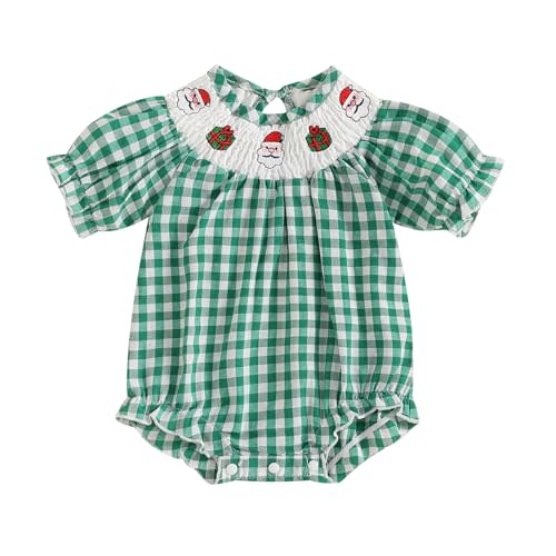 Ayalinggo Newborn Baby Girl Smocked Pumpkin Outfit Infant Plaid Bubble Romper Embroidery Halloween Thanksgiving Fall Clothes