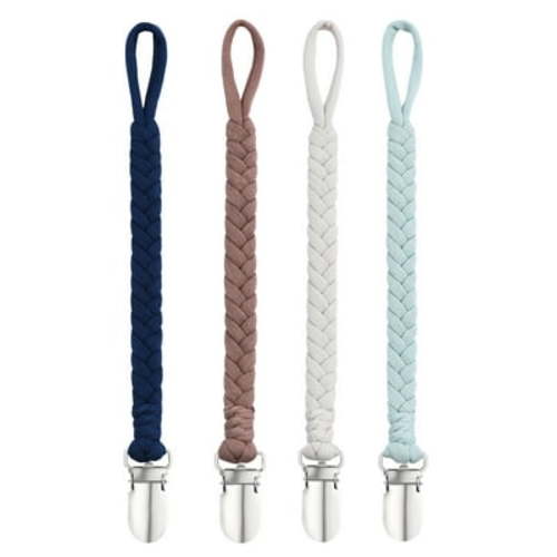 B BASICSLIFE Pacifier Clips for Baby boy, 4 Pack BPA Free Pacifiers Holders Leashes for Teether Toy or Soothie, Fits All Pacifiers Baby Teething Toys, (for Boy)