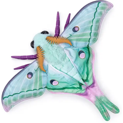 FRANKIEZHOU Realistic Luna Moth Plush Animal - Green 9.8 Inch,Long-tailed Silk Moth Plush Toy, Soft Moth Stuffed Toy, Girls Toy, for Kids, Baby Gift,Home Decor, Cuddle Toy