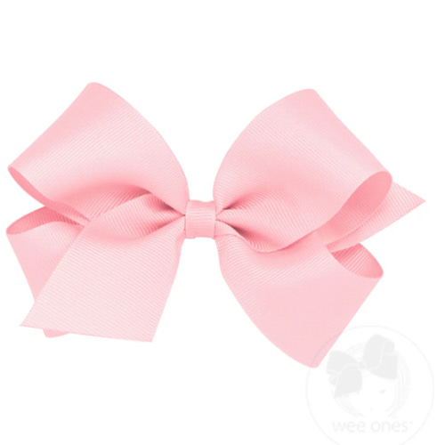 Medium Classic Grosgrain Hair Bow (Plain Wrap) Light Pink
