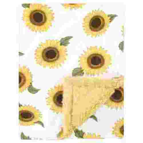 Hudson Baby Infant Girl Plush Blanket with Furry Binding and Back, Sunflower, One Size
