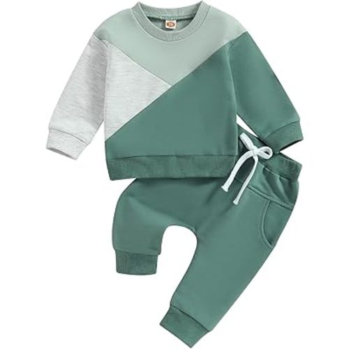 Infant Baby Boy Girl Fall Winter Outfit Contrast Color Plaid Long Sleeve Sweatshirts Jogger Pants Fall Clothes Set