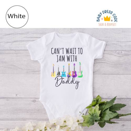 Jam With Daddy Baby Bodysuit, Baby Guitar Rock Music Bodysuit, Funny Dad Baby Bodysuit, Cute Baby Guitars Bodysuit,Rock Music Daddy Bodysuit