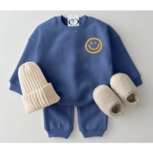 BLUE Baby 2-Piece Simple Cute Smile Set