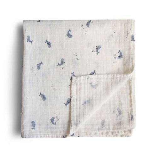 Mushie Muslin Swaddle Blanket Organic Cotton - Dinosaurs