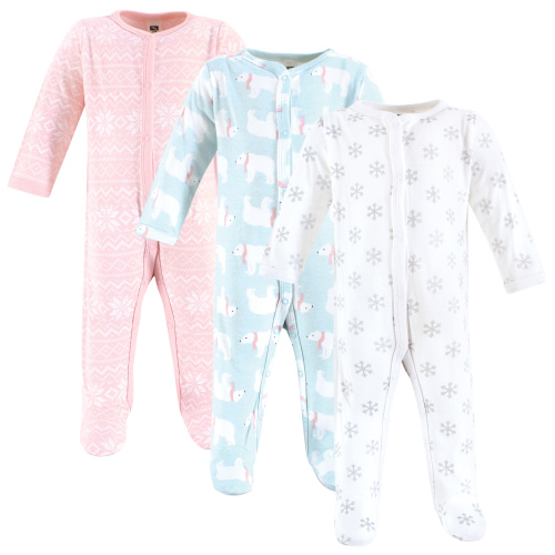 Hudson Baby Long Sleeve Sleep and Play, 3-Pack, Newborn-9 Months