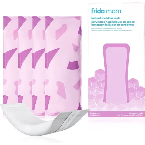 Frida Mom 2-in-1 Postpartum Pads, Absorbent Perineal Ice Maxi Pads, Instant Cold Therapy Packs and Maternity Pad in One, 4ct
