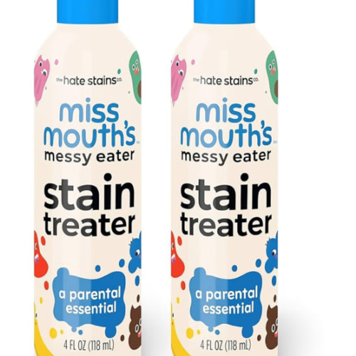Miss Mouth's Messy Eater Stain Treater Spray - 4oz 2 Pack Stain Remover - Newborn & Baby Essentials - No Dry Cleaning Food, Grease, Coffee Off Laundry, Underwear, Fabric