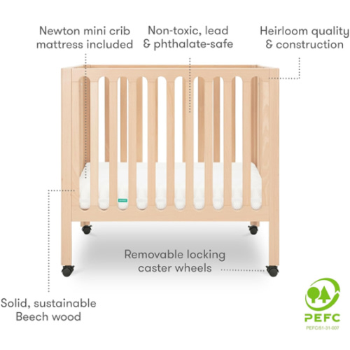 Newton Galileo Mini Crib with Newton Mattress - Natural