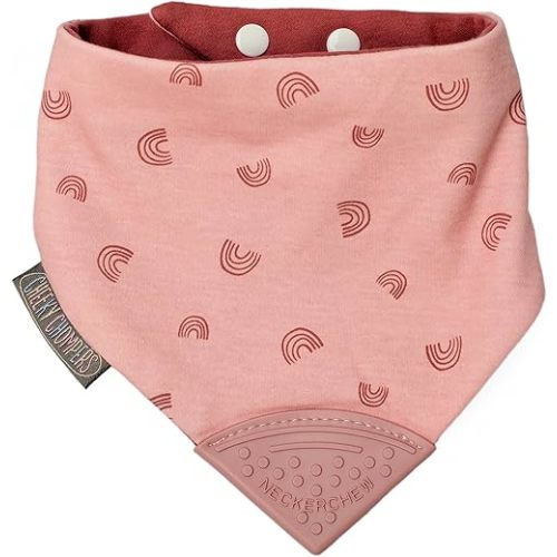 Cheeky Chompers Neckerchew Teething Bib, 2-in-1 Bandana Style Bib w/Food Grade Silicone Teether