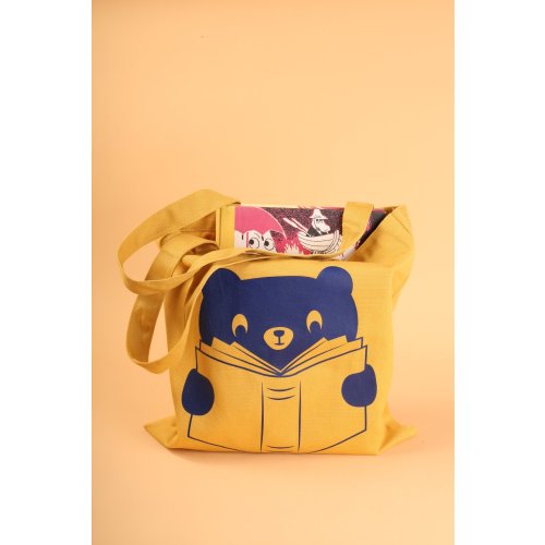 Bear & Book Library Bag — Cat Rabbit