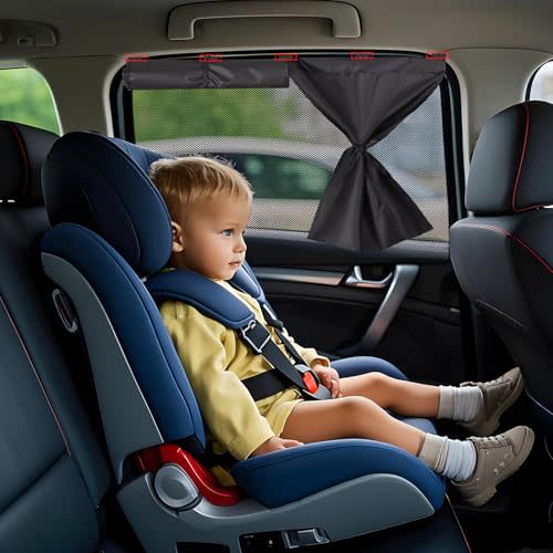 ZATOOTO Car Window Shades, 2 Pack Double Layer Car Sun Shade for Side Window Baby Sun Shade Full Shade & Half Shade & Full See-through 3 Option, Blackout Car Window Cover for Privacy Block UV Ray Heat