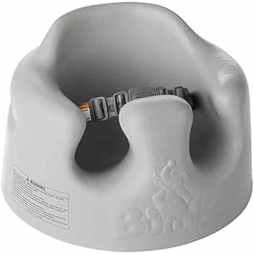 Bumbo Baby Floor Seat – Portable Infant Booster Chair for Sitting Support, Activity and Feeding, 15" x 15" x 9.3", Cool Gray