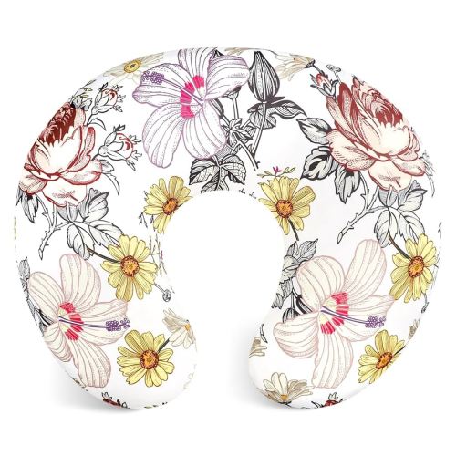 Floral Nursing Pillow Cover, Breastfeeding Pillow Slipcover for Baby Girls, Soft Snug Fits On Newborn Feeding Pillow Case