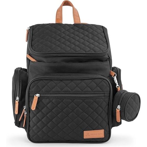 Large Diaper Bag Backpack for Mom & Dad | Unisex Baby Travel Bag | 15 Pockets | Changing Pad | Stroller Straps | Stylish & Washable | Newborn Essentials | Black
