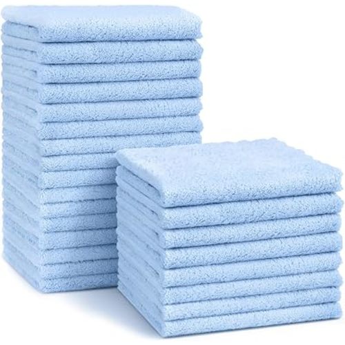 HOMEXCEL Baby Washcloths 20 Pack-Microfiber Coral Fleece Baby Bath Face Towel 11 x 11 Inch Extra Absorbent Soft Burp Cloth and Wash Cloths for Newborn-Infants and Toddlers,Blue