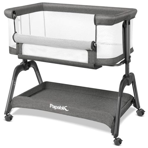 Papablic Baby Bassinet Bedside Sleeper with 6 Height Settings for Newborn