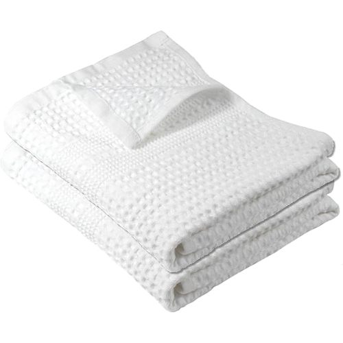 Waffle Hand Towels - Set of 2 - Classic Style (White)