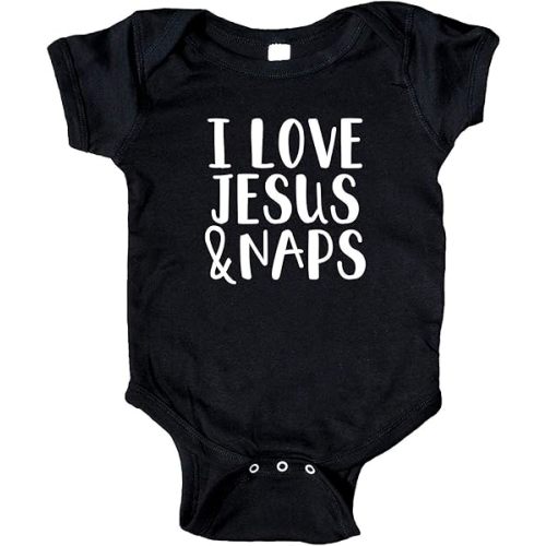 GKrepps I Love Jesus & Naps Baby Christian Onesie Bodysuit Infant Toddler Baby Clothes