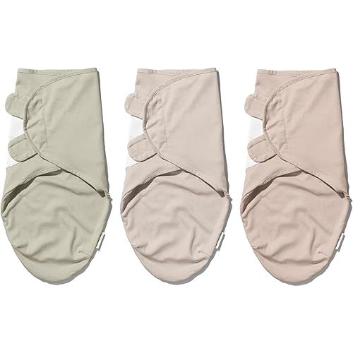 Cotton Swaddle Wrap, 100% Knitted Organic Cotton, Easy Adjustable Newborn Velcro Swaddle for Boys & Girls, Improves Sleep & Calms Startle Response, 0-3 Months, Pack of 3 (Nordic Edition 1)