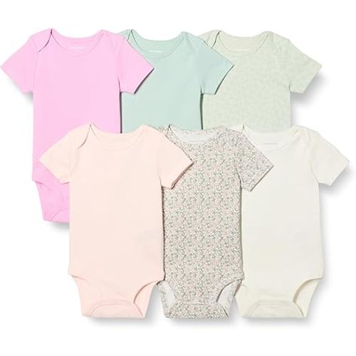 Amazon Essentials Unisex Babies' Short-Sleeve Bodysuits, Multipacks