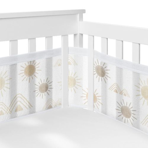 Sweet Jojo Designs Gender Neutral Unisex BreathableBaby Breathable Mesh Crib Liner Desert Sun Beige Tan