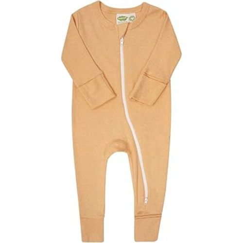 PARADE Organic Snuggle Soft Melange '2-Way' Zipper Romper Honey Melange 3-6M with mitts