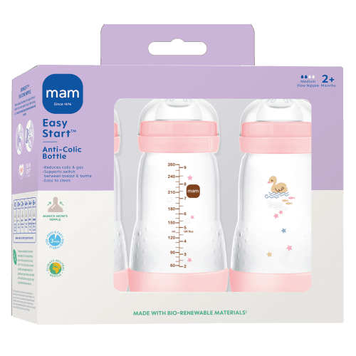 MAM Easy Active, Anti Colic Matte Bottle, 9oz Girl 3 Pack