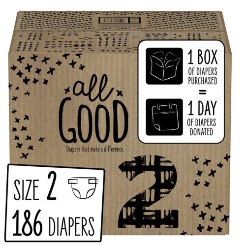 All Good Absorbent and Hypoallergenic Diapers, Size 2, 186 Ct