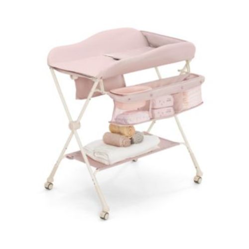 Infant Diaper Changing Table with Water Basin and Wheels