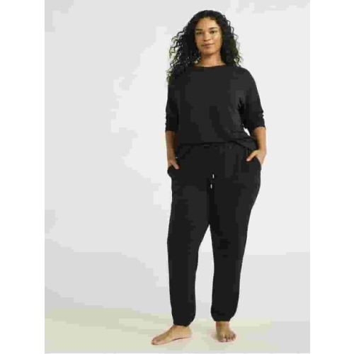 Joyspun Women's and Women’s Plus French Terry Sweatshirt and Joggers Set, 2-Piece, Sizes XS to 3X