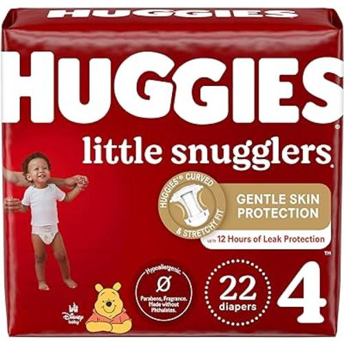 Huggies Size 4 Diapers, Little Snugglers Baby Diapers, Size 4 (22-37 lbs), 22 Count