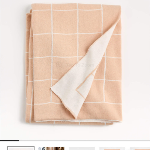 Knit Grid Elegant Pink Baby Stroller Blanket