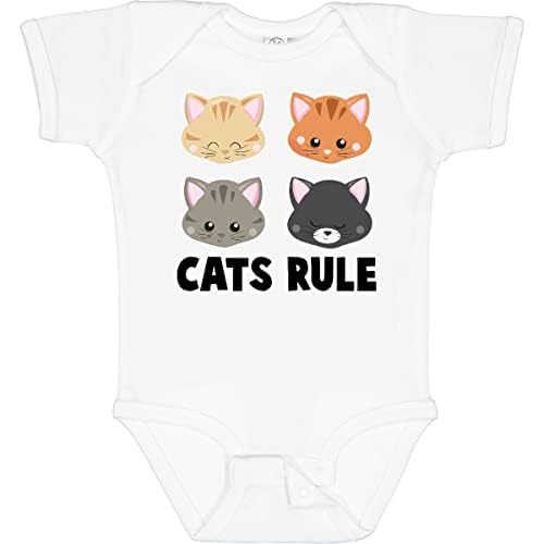 inktastic Cats Rule with Cat Heads Baby Bodysuit