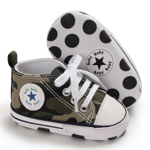 Unisex Baby Soft Sole Sneakers, Canvas Denim High Top, Newborn Infant First Walkers