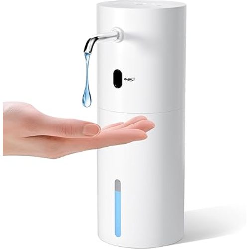WRISIN Touchless Automatic Soap Dispenser 15.2 oz, Stainless Steel Nozzle, 6 Adjustable Settings & 3rd Gen. Smart Sensor, Silent Hands-Free for Kitchen/Bathroom/Toilet(White)
