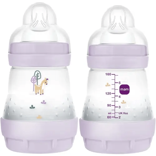 MAM Easy Start Matte Anti-Colic Baby Bottles, 5oz (2 Count), Slow Flow Nipples, Baby Girl