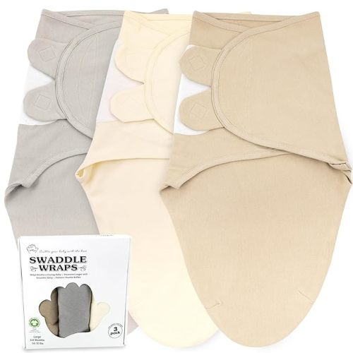 Baby Swaddle Blanket Wrap Large Size, 3-Pack Organic Newborn Swaddle Sack, Baby Swaddles 3-6 Months, Swaddles for Newborns, Baby Sleep Sack, Baby Swaddle Blanket Wrap - Solid Grey - Large ( Pack of 3)
